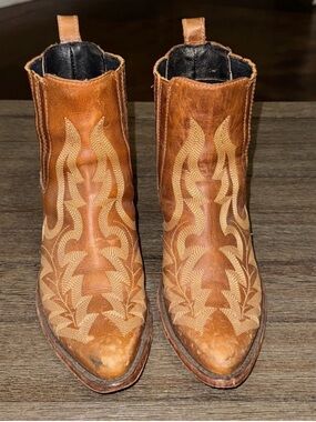 Liberty Black Simone Tan Embroidered Cowgirl Booties